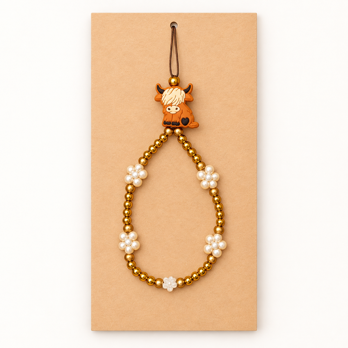 Highland Cow - Beaded Kindle & Phone Wristlet